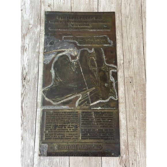 General Motors ‘Job ￼Opportunities’ Metal Letterpress Printing Press Plate GM - Picture 1 of 15